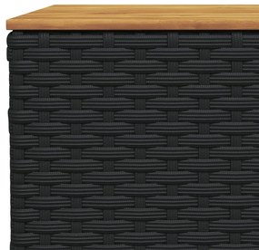 8 pcs conjunto sofás de jardim com almofadões vime PE preto
