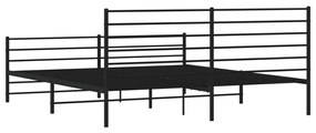 Estrutura de cama com cabeceira e pés 193x203 cm metal preto