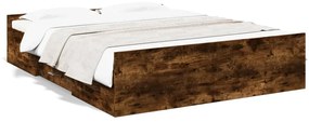 vidaXL Estrutura de cama c/ gavetas derivados madeira carvalho fumado