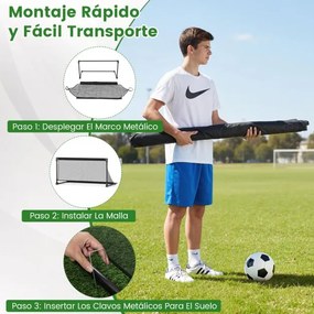 Baliza de futebol infantil 120 x 57 x 60 cm portátil com estrutura metálica dobrável, estacas para fixação no solo, montagem simples, para maiores de