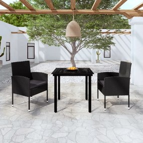 vidaXL 3 pcs conjunto de jantar para jardim preto