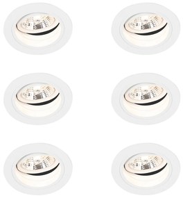 Conjunto de 6 Focos Embutidos Redondos Ajustáveis Brancos - Chuck 70