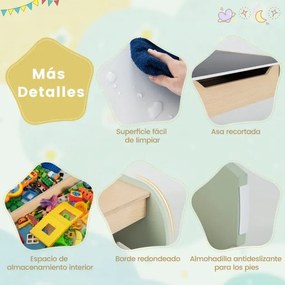 Conjunto de mesa para crianças e 2 cadeiras Mesa de actividades de madeira 4 em 1 para arte, desenho e leitura Quadro negro amovível Verde