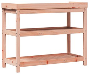 Mesa de jardinagem com prateleiras madeira de douglas maciça
