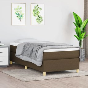 Estrutura de cama sem colchão 90x200 cm tecido castanho-escuro