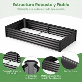 Estufa urbana 180 x 90 x 30 cm com estufa de PVC transparente, floreira de metal galvanizado, 2 janelas enroláveis, floreira coberta , preta