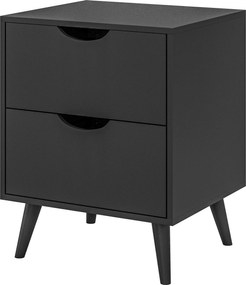Mesa de cabeceira com 2 gavetas 40 x 35 x 50,5 cm, estilo escandinavo, para quarto ou sala de estar Preta
