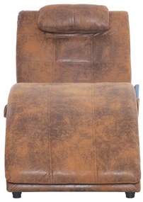 Chaise longue massagem c/ almofada camurça artificial castanho