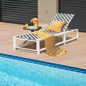 Conjunto de 2 Espreguiçadeiras de Exterior, 200 x 68 x 32 cm, Encosto Ajustável, Preto+Branco