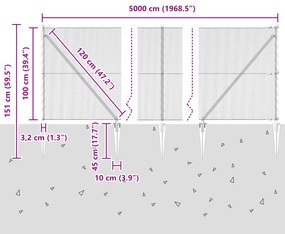 Cerca Hexagonal vidaXL Cinza 1x50 m Aço