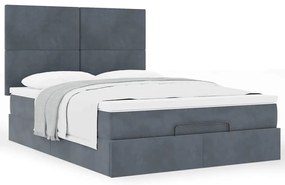 Estrutura cama otomana com colchões 140x190cm cinzento escuro