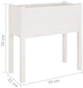Vaso de jardim 70x31x70 cm madeira de pinho maciça branco