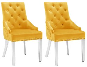 vidaXL Cadeiras de jantar 2 pcs veludo amarelo