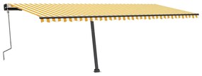 Toldo retrátil manual com LED 600x350 cm amarelo e branco