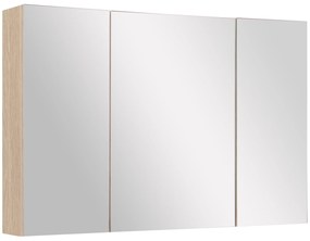 kleankin Armário Casa de Banho com Espelho Móvel Casa de Banho com Espelho 3 Portas e Prateleiras Ajustáveis Estilo Moderno 90x60x13,5 cm Carvalho