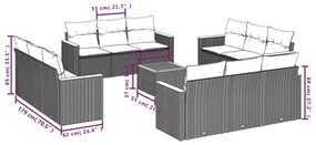 13 pcs conjunto de sofás de jardim com almofadões vime PE preto