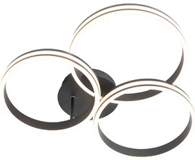 Candeeiro de teto preto com LED 3-passos regulável 3-luzes - Navara