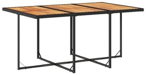 11 pcs conjunto de jantar p/ jardim c/ almofadões vime PE preto