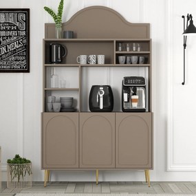 Armário Alto de Cozinha "Coffee" - 200x120x35 cm - Atlas e Dourado - D