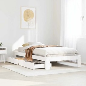 vidaXL Cama sem colchão 90x190 cm madeira de pinho maciça branco