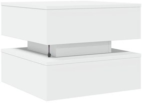 Mesa de centro com luzes LED 50x50x40 cm branco