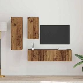 Conjunto de móvel de TV 4 pcs Madeira antiga 30.5 x 30 x 90 cm