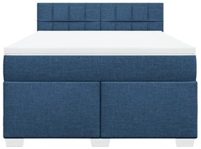 Cama com molas/colchão 140x200 cm tecido azul
