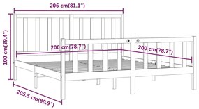 Estrutura de cama 200x200 cm madeira maciça