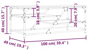 Mesa de centro 100x49x40 cm derivados madeira carvalho castanho