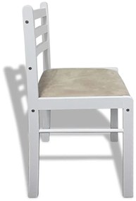 Cadeiras de jantar 6 pcs madeira maciça branco e veludo