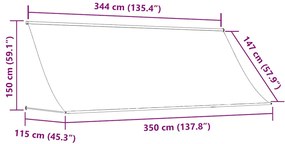 Toldo retrátil 350x150 cm tecido e aço cor creme