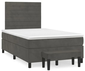 vidaXL Cama boxspring com colchão 120x190 cm veludo cinzento-escuro