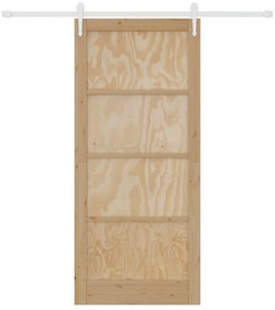 Porta Deslizante vidaXL com Conjunto de Ferragens 93x211 cm Madeira Só