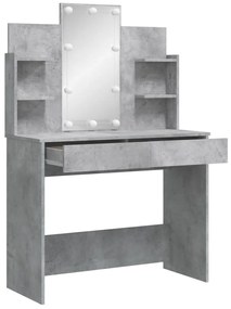 Toucador com luzes LED 96x40x142 cm cinzento cimento