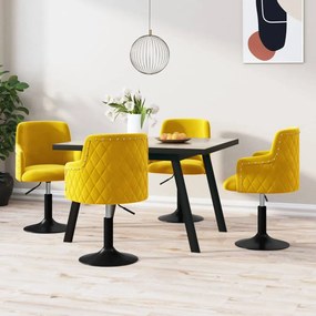 vidaXL Cadeiras de jantar giratórias 4 pcs veludo amarelo mostarda