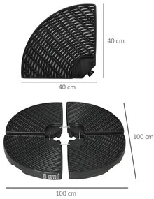 Base para Guarda-sol em 4 Peças Recarregável com Areia ou Água – Ø100x