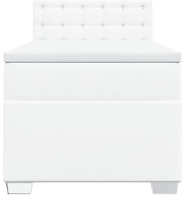 Cama com molas/colchão 90x200 cm couro artificial branco