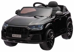 Carro elétrico infantil Audi Q7, 12V, módulo de música, banco em pele, pneus de borracha Preto