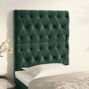 Cabeceira de cama 2 pcs veludo 80x7x78/88 cm verde-escuro