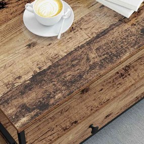 Mesa de centro com gaveta com prateleira Madeira antiga 100 x 51 x 45