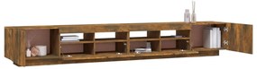 Conjunto móveis de TV 3pcs c/ LEDs madeira carvalho fumado