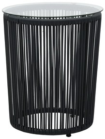 3 pcs conjunto bistrô com almofadões vime PE preto