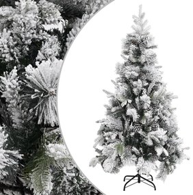 Árvore de Natal c/ flocos de neve e pinhas 225 cm PVC e PE