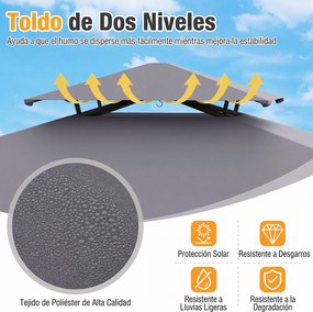 Gazebo para Grelhador de Exterior (GRELHADOR NÃO INCLUIDO), 245 x 151 x 248 cm, Cobertura Dupla, Cinzento