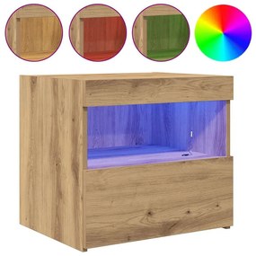 Camas de cabeceira vidaXL com luzes LED 2 pcs Carvalho Artisan 50x40x4