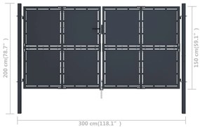 Portão de jardim 300x150 cm aço antracite