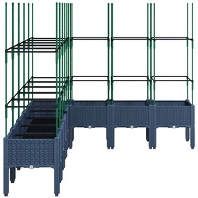 Vaso/floreira de jardim c/ treliça 200x160x142,5 cm PP cinzento azul