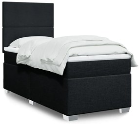 Cama com molas/colchão 90x190 cm tecido preto
