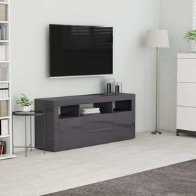 vidaXL Móvel de TV 120x30x50 cm contraplacado cinzento brilhante