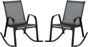 Conjunto de 2 cadeiras de baloiço para jardim Assento ergonómico em textilene Baloiço suave Carga até 150 kg 91 x 62 x 86 cm Preto